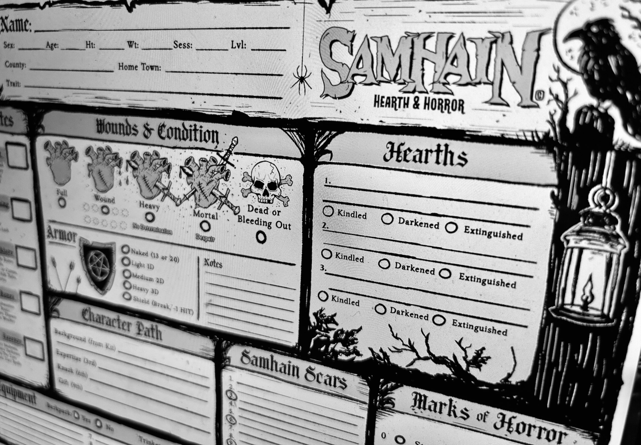 Samhain Hearth n Horror Character Sheet Samhain Character Sheet